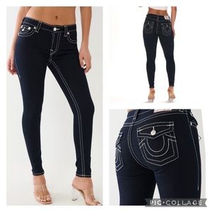 True Religion BIG dark Wash T skinny Jean with sparkle studs 140-07485 NWOT 27